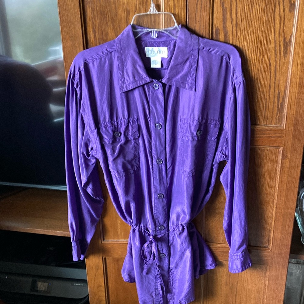 Purple Button-Up Shirt Dress